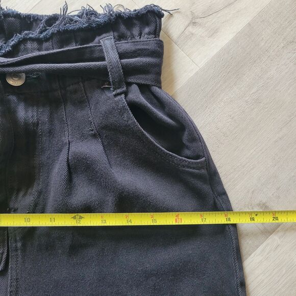 Hudson Jeans Black Paper Bag Pants With Belt Sz 24 Casual Trousers - Picture 3 of 8